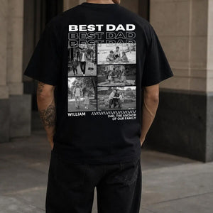 Personalized Best Dad Photo Collage T-Shirt Custom Father & Child Memory Shirt Gift for Dad, Papa or Grandpa