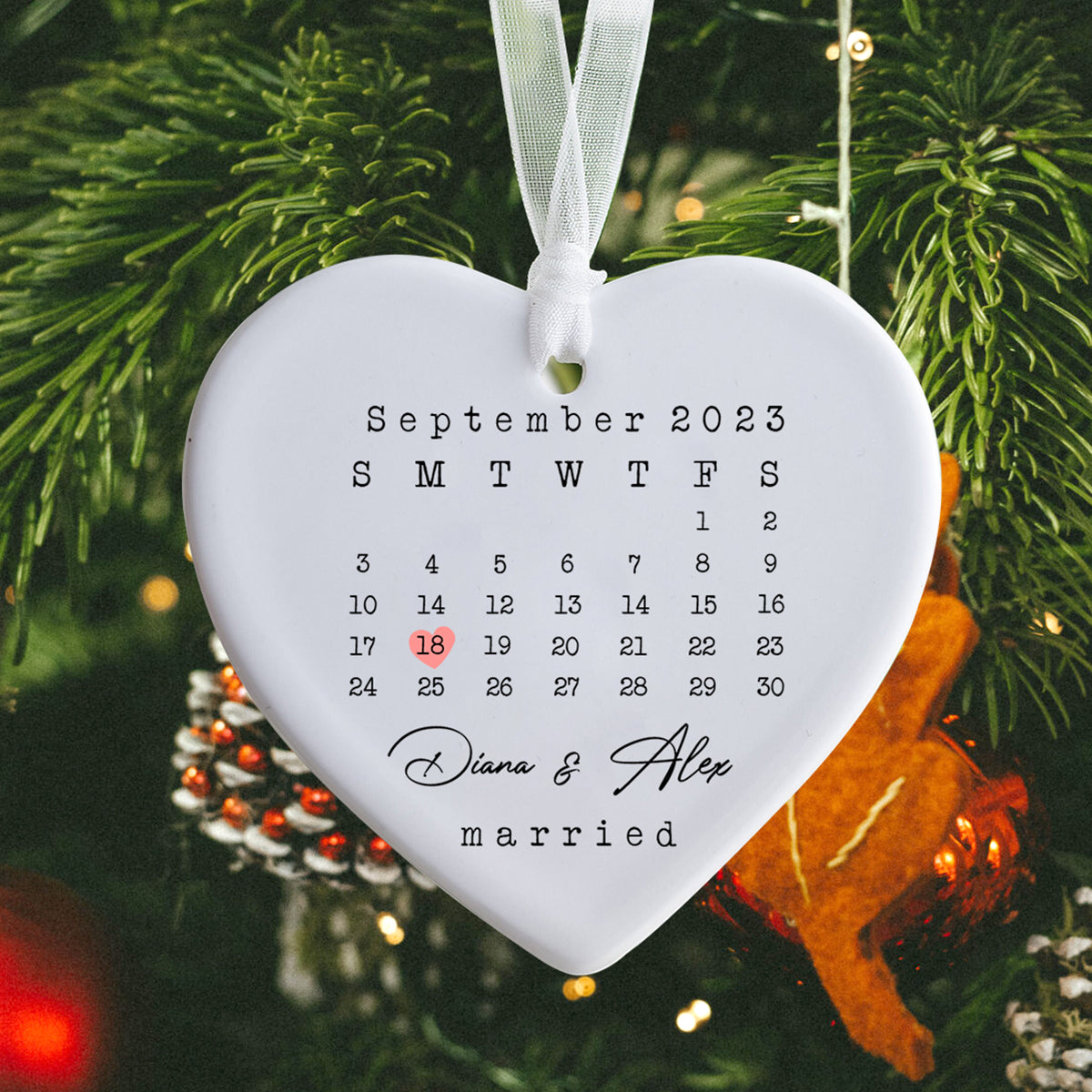 Married Newlywed - Personalized Ornament - Christmas Gift