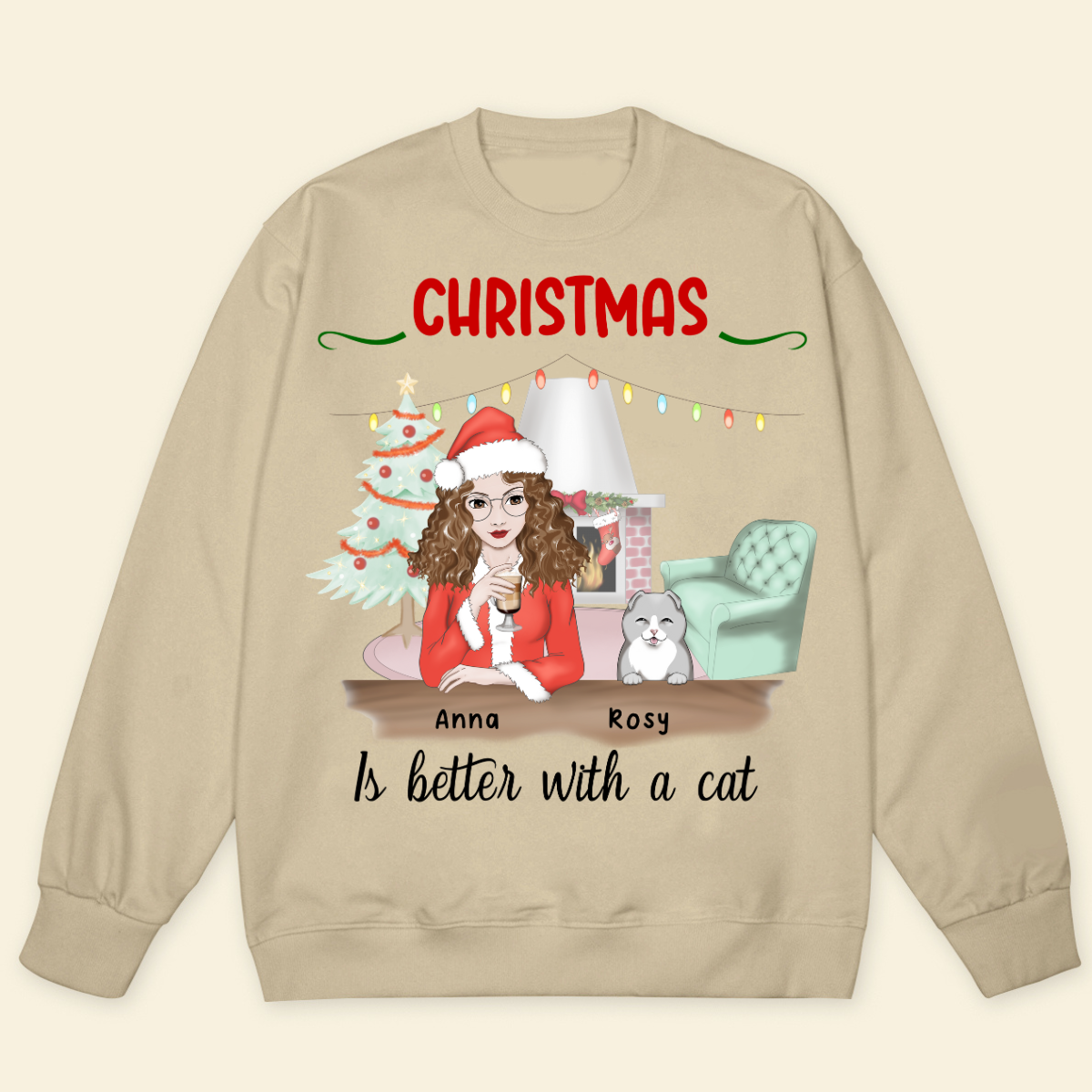 Christmas Is Better With A Cat Personalized Sweatshirt Winter Season Gift For Cat Lovers Christmas Gift For Cat Mom