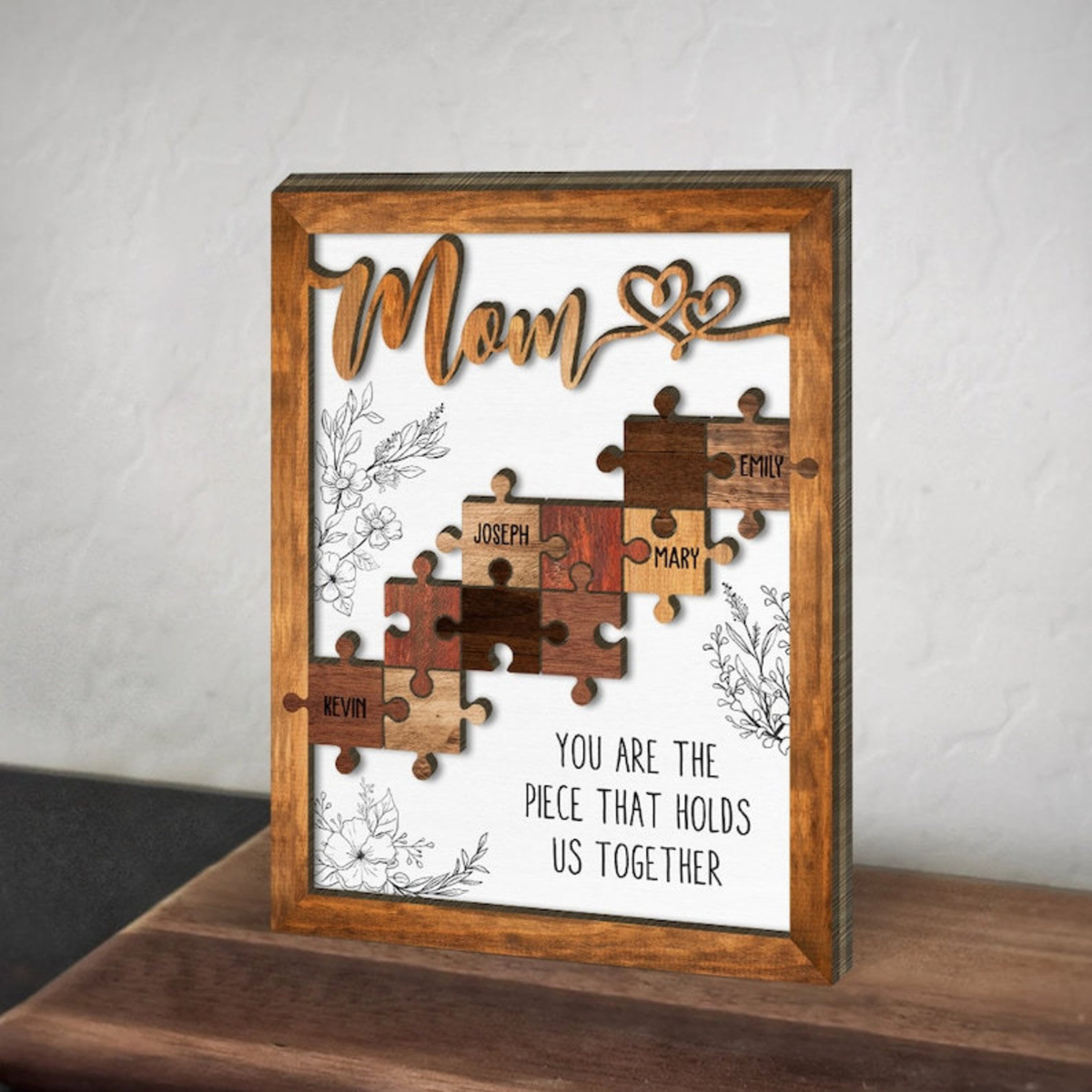 You Are The Piece That Holds Us Together Puzzle Pieces - Personalized Picture Frame - Gift For Mom, Mother's Day Gift
