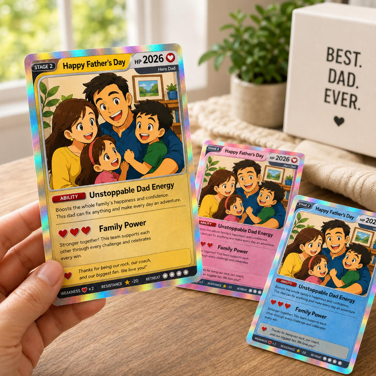 Happy Father's Day Anime Trading Card Personalized Gift for Dad, Custom Anime Fan Gift Card for Father s Day, Unique Dad Collectible Keepsake