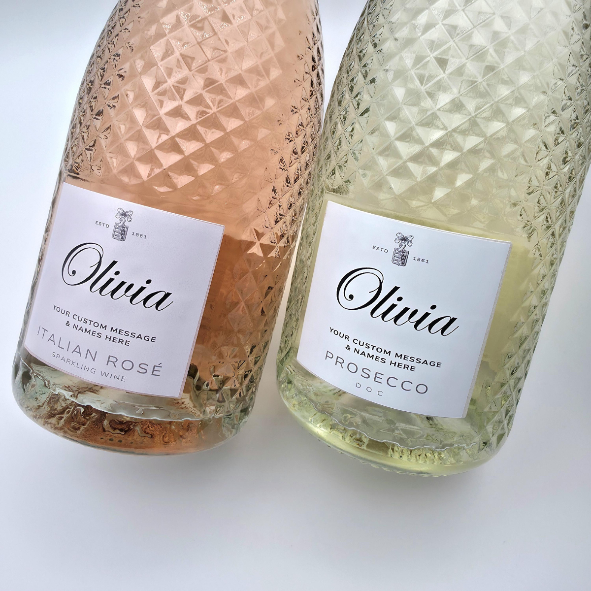 Personalized Name & Message Prosecco Bottle Wine Champagne Label Stickers Birthday Christmas Wedding