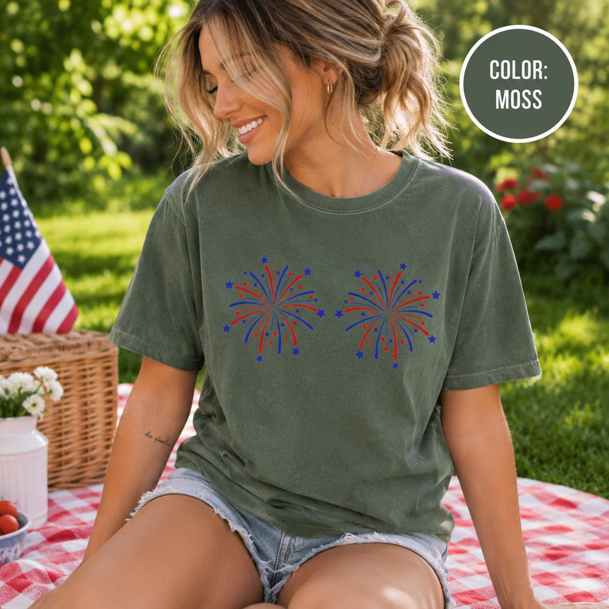 Funny 4th Of July Couples Shirts, Fireworks Matching Tee, Independence Day Top, Comfort Colors 1717, Patriotic Husband Wife Graphic Tee