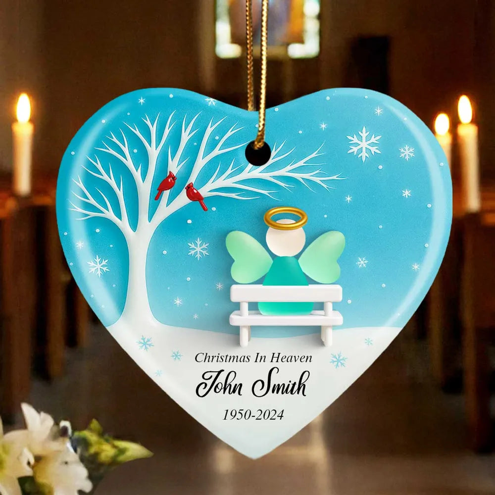 Angel Memorial Sea Glass Effect - Personalized Ornament - Christmas Sympathy Gift