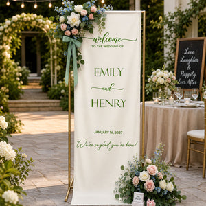 Minimalist Welcome To The Wedding Of Us - Personalized Vertical Banner