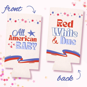 All American Baby Shower Can Cooler 4th of July Party Favor Red White and Due Gift Patriotic Baby Shower Decor American Theme Gender Reveal