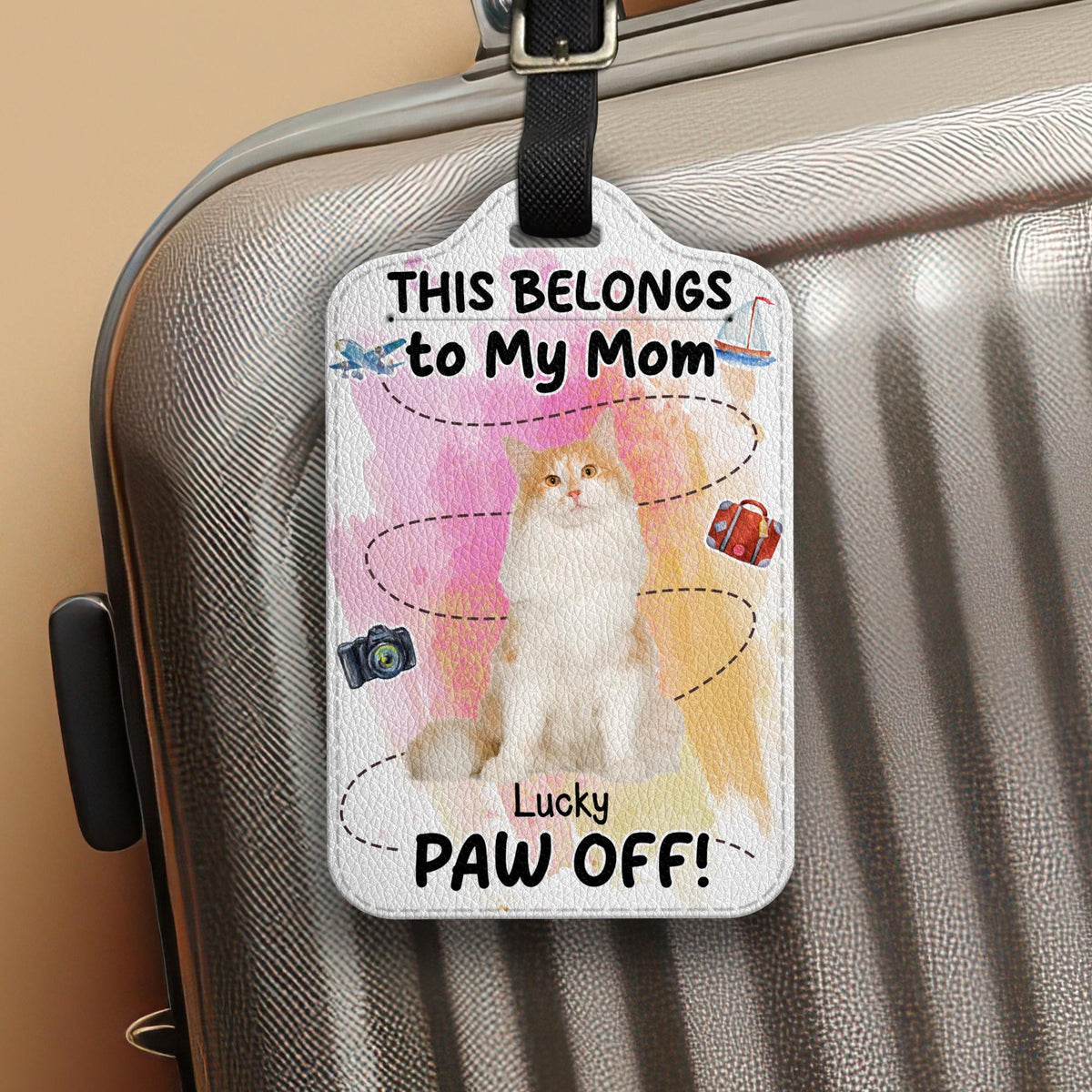 Custom Pet Luggage Tag - Personalized Pet ID Tag for Travel, Travel Gift for Dog Cat Lovers