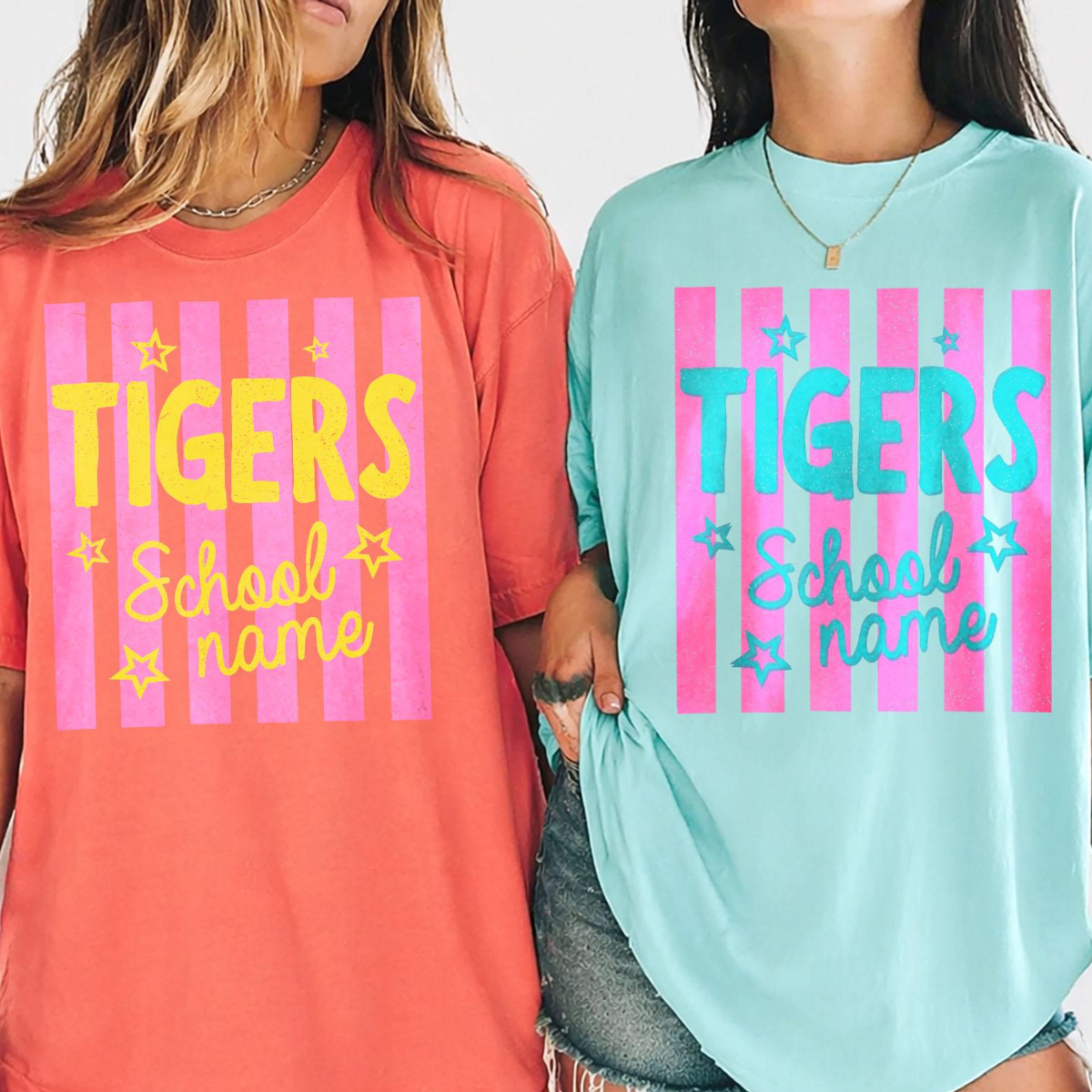 Custom Mascot Striped Shirt, School Spirit Shirt, Vintage Shirt, Checkered Leopard, Floral Preppy Letters, Back To School Shirt, Test Day