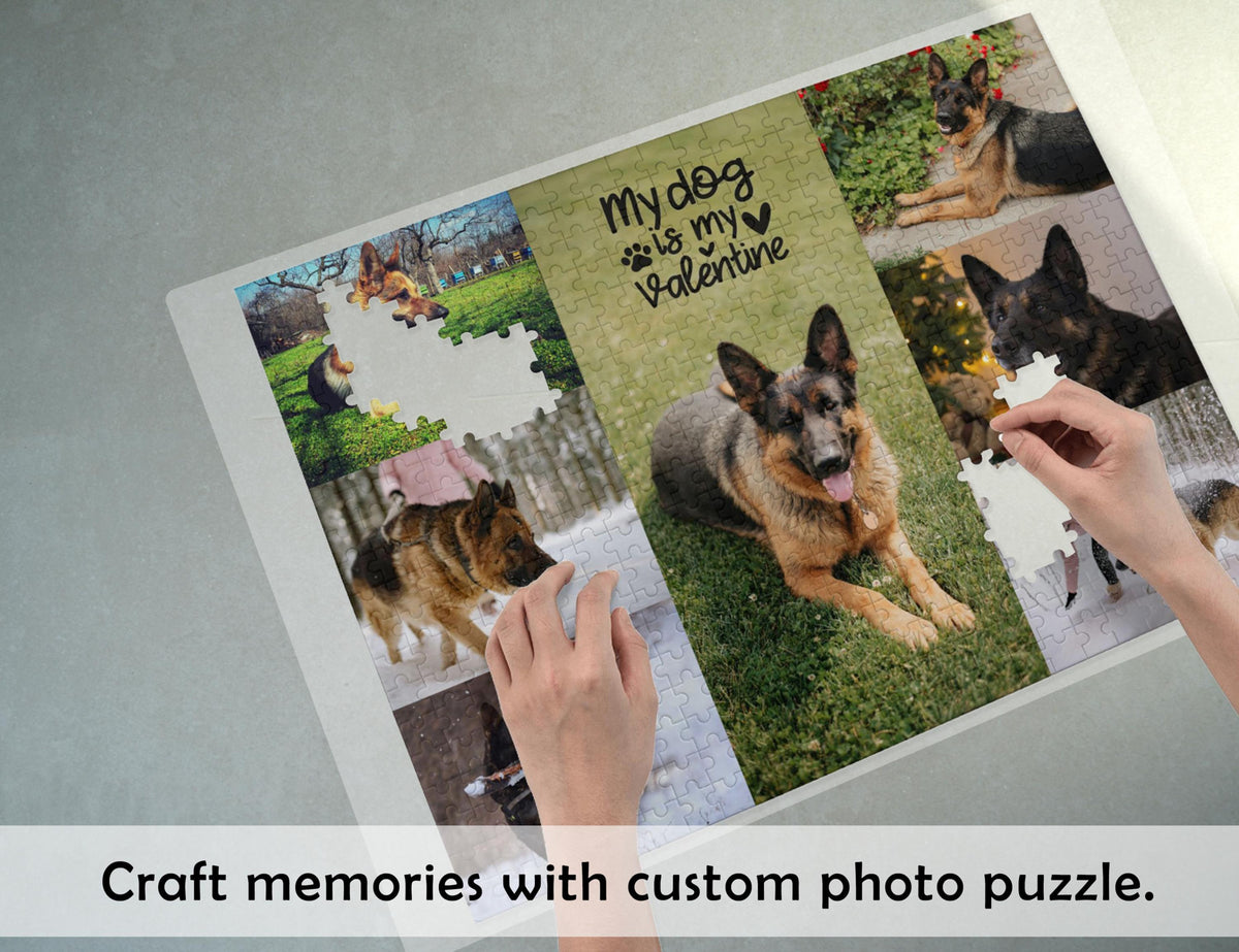 Photo Collage Puzzle, Custom Text Jigsaw Puzzle, Transform Your Dearest Memories into Jigsaw Puzzle, Wood Puzzle for Dog Cat Owner, Pet Lovers