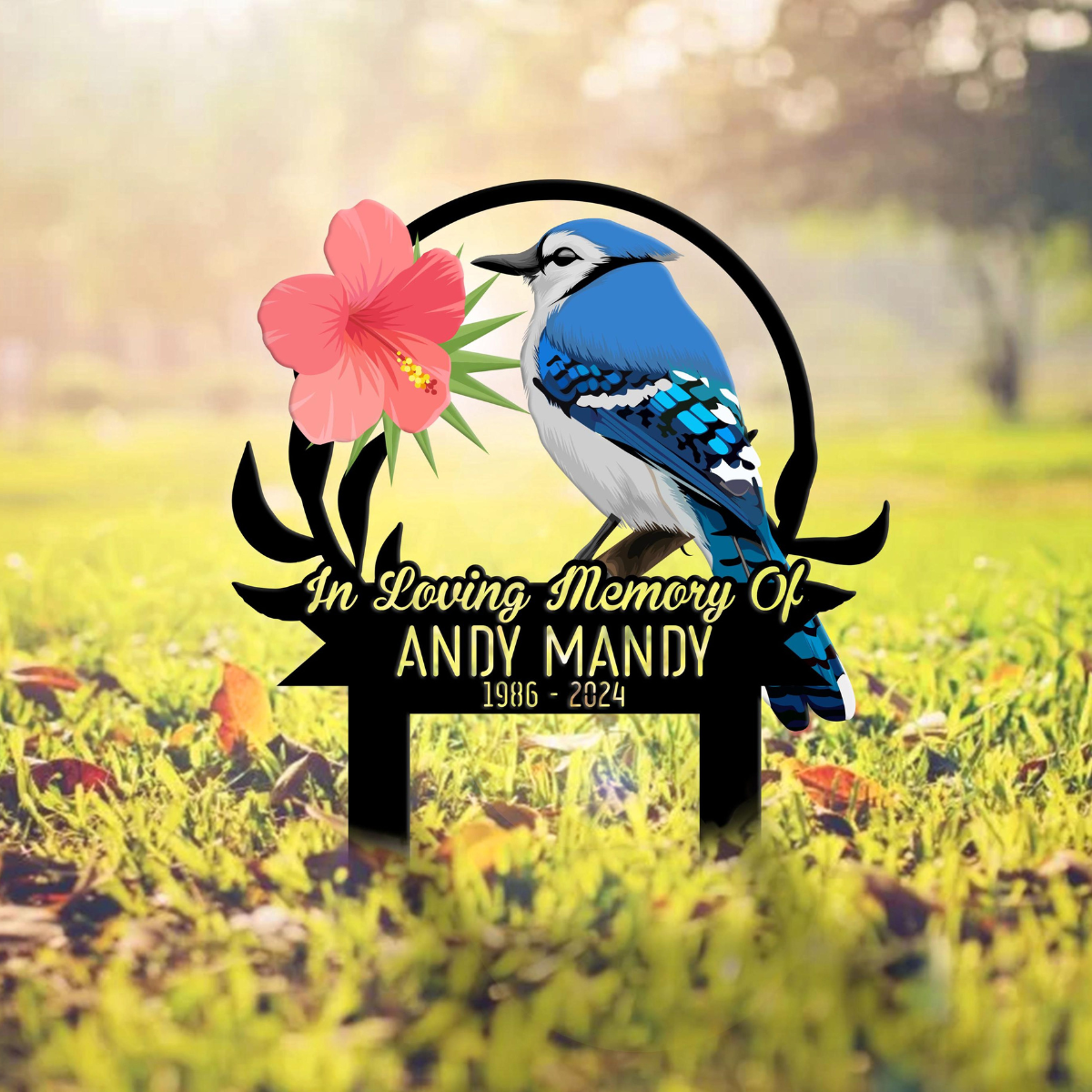Custom Blue Jay Bird Memorial Stake, Personalized Blue Jay Garden Memorial, Memorial Plaque, Cemetery Stake, Remembrance Gift, Mom Loss Gift