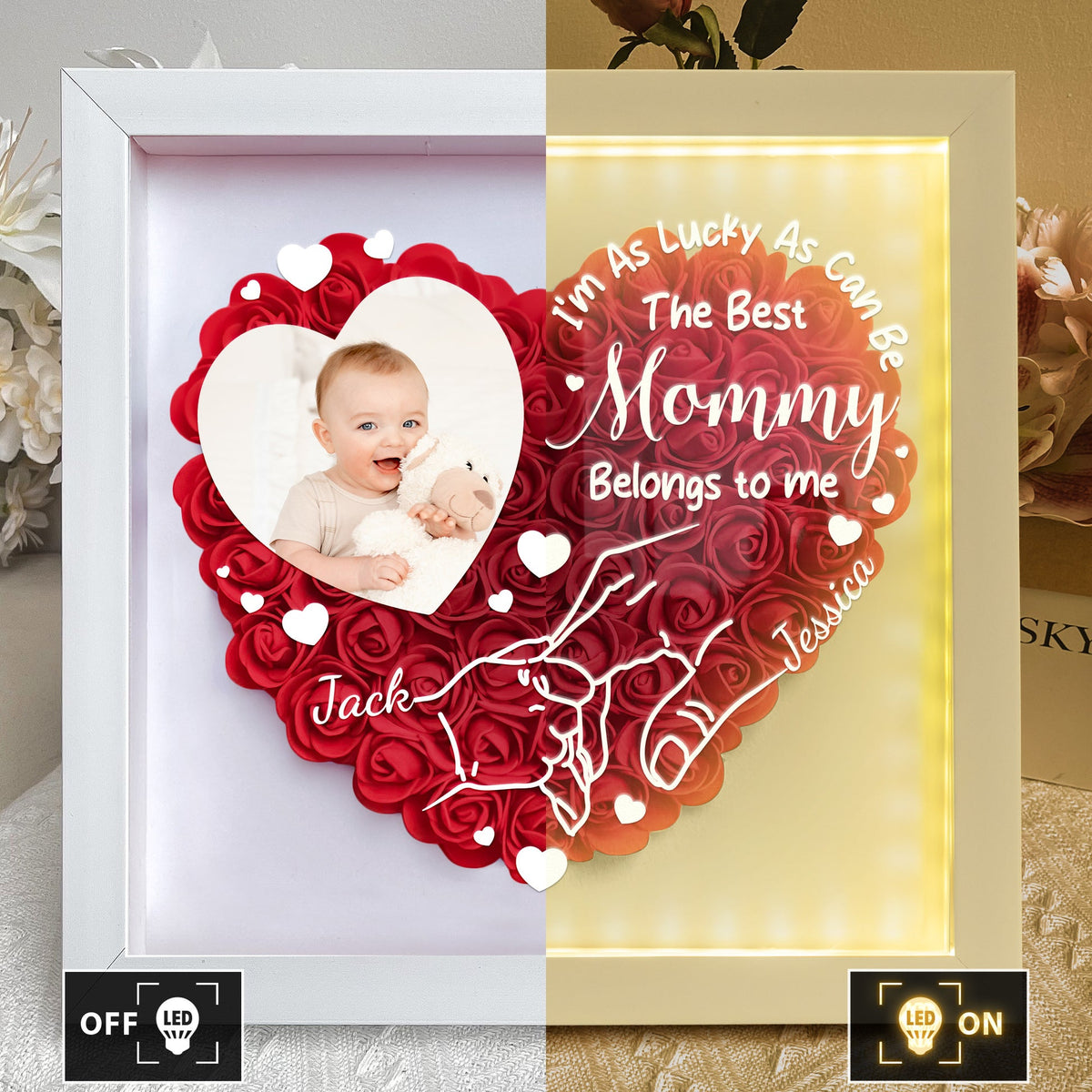 The Best Mommy Belongs To Me - Custom Flower Shadow Box With LED Light - Gift For New Mom, 1st Mother's Day