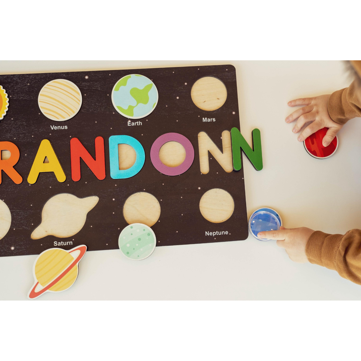 Solar System Wooden name puzzle, Baby Name Puzzle, 1st Birthday Gift For Kids, Baby Shower Gift, Nursery Decor, Easter Gift for kids