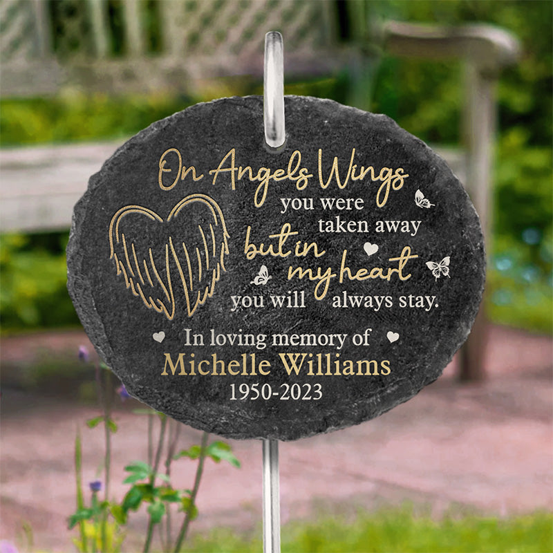 In My Heart You'll Always Stay - Personalized Slate Plaque - Sympathy Gift For Family Members, Memorial Gift