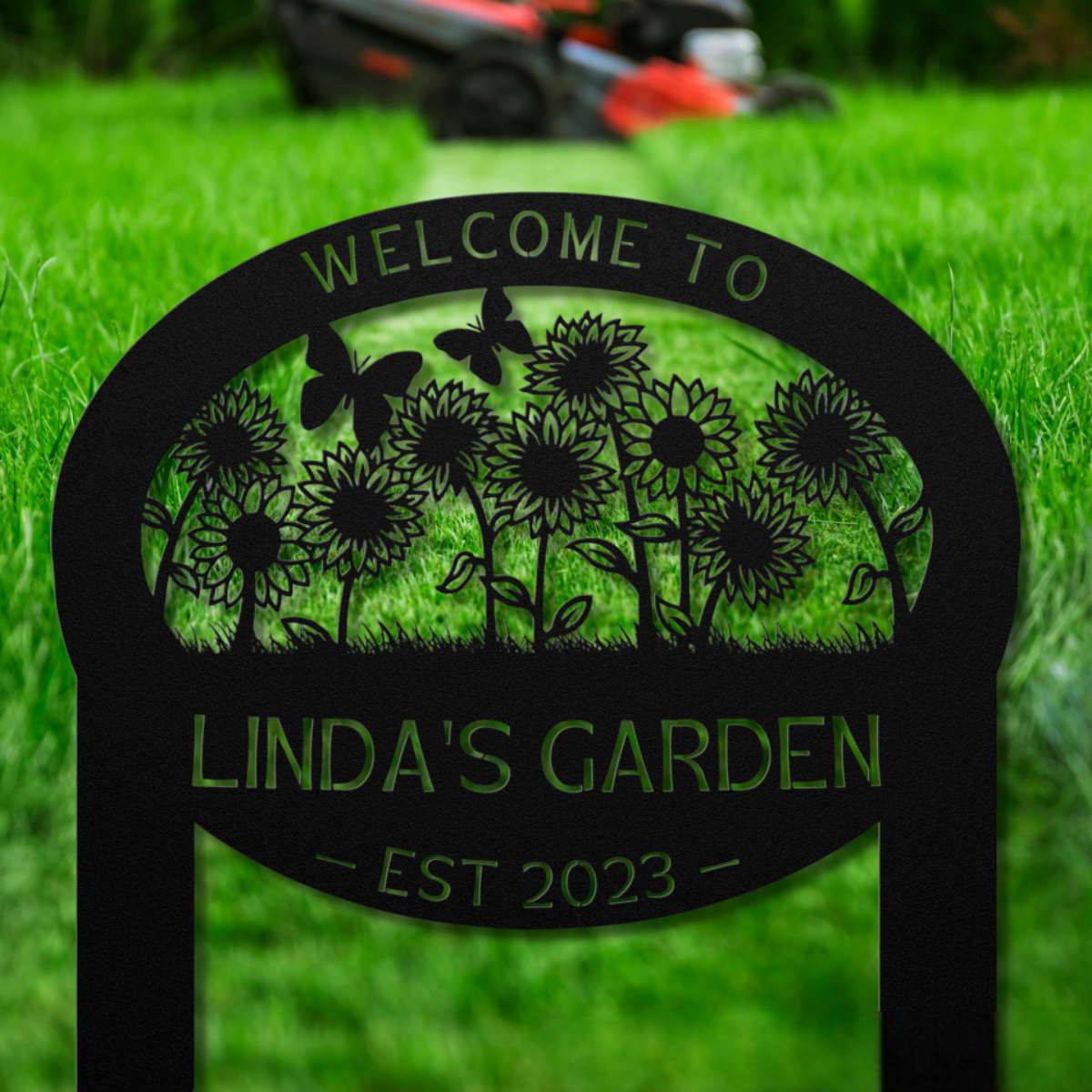 Personalized Metal Garden Sign with Stake, Custom Outdoor Decor, Welcome To Garden