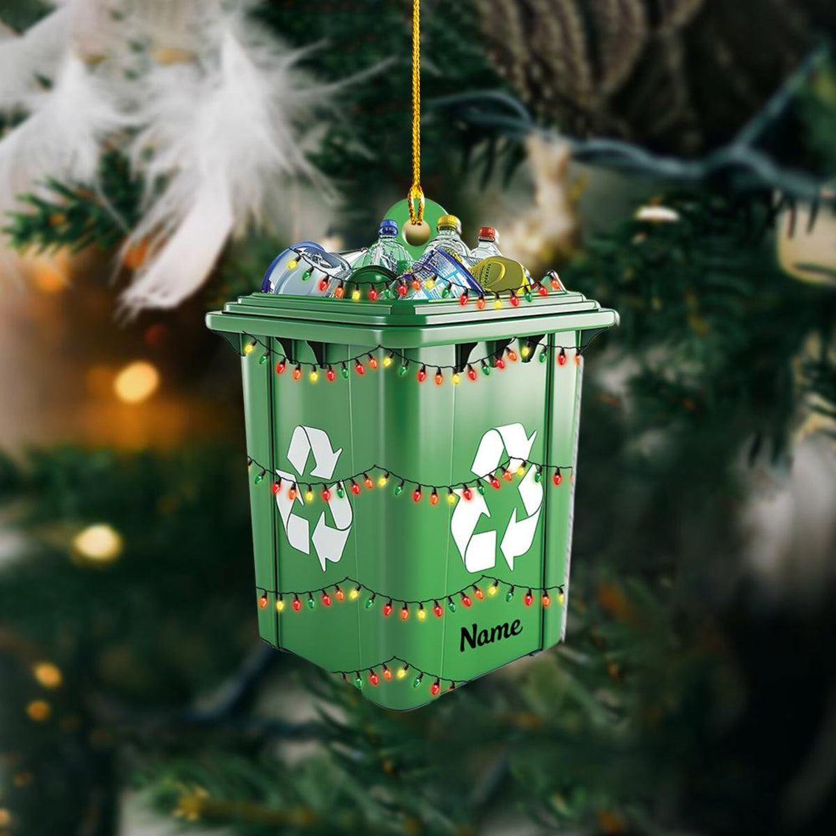 Personalized Recycling Bin Ornament, Trash Can Christmas Ornament, Garbage Can Ornament, Rubbish Bin Ornament,Gift For Sanitation Worker