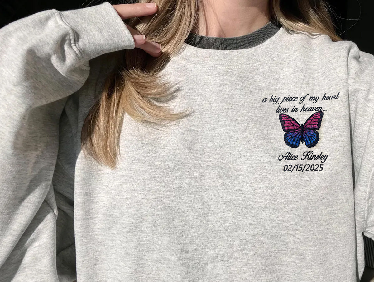 Embroidered Butterfly Memorial Hoodie - Custom Name, Date & Quote Sweatshirt - A Big Piece of My Heart Lives In Heaven 3_15a93175-0650-4e1c-942d-e4fac0bf3c67.jpg