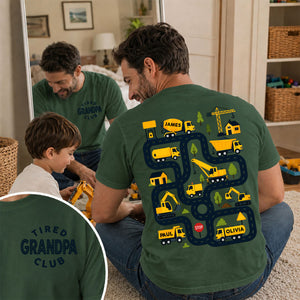 Tired Dads Club Construction Car Track Massage - Personalized Shirt - Funny Gift For Dad, Husband