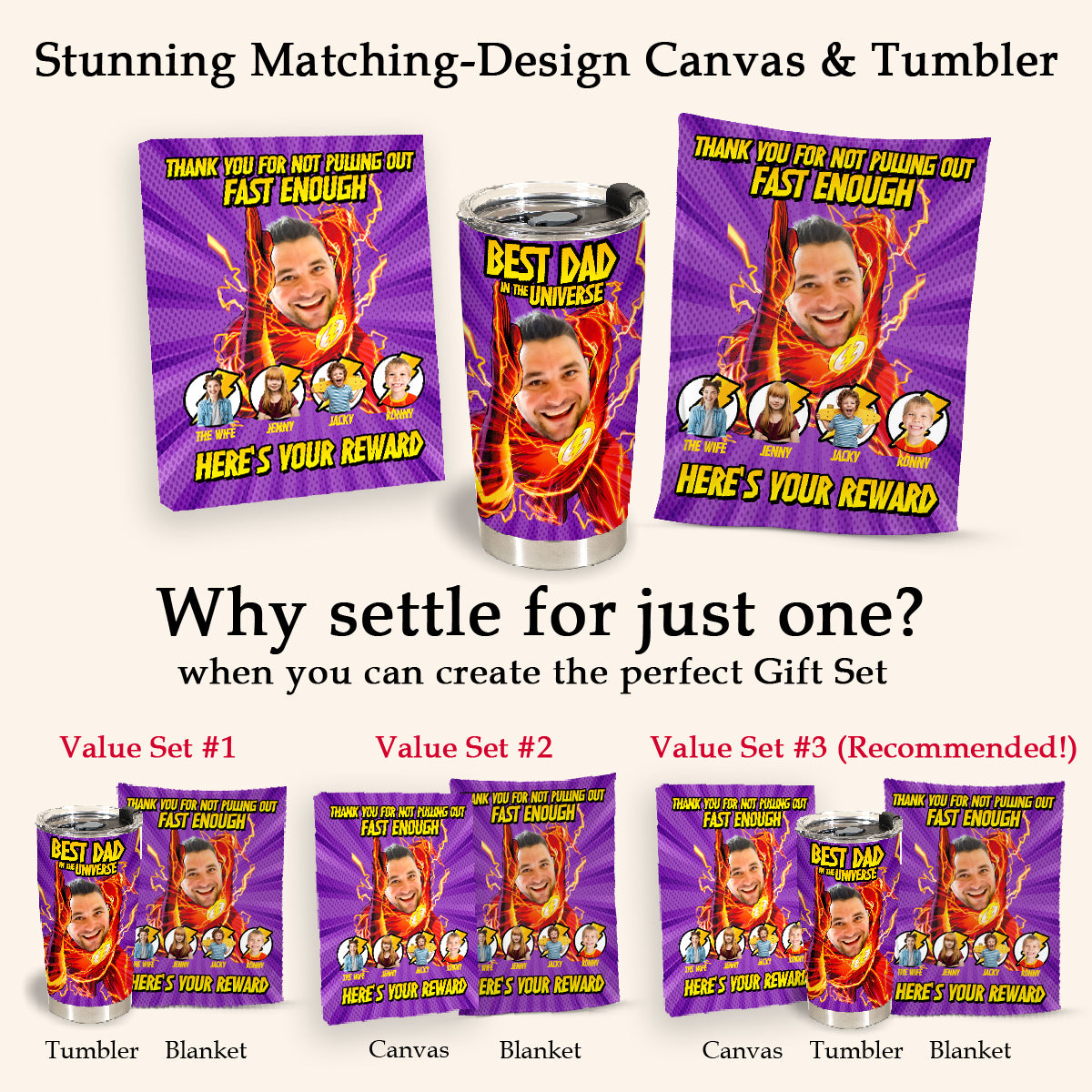 Personalized Photo Blanket For Dad - Best Dad In The Universe - Customized Gifts For Father's Day Birthday Anniversary