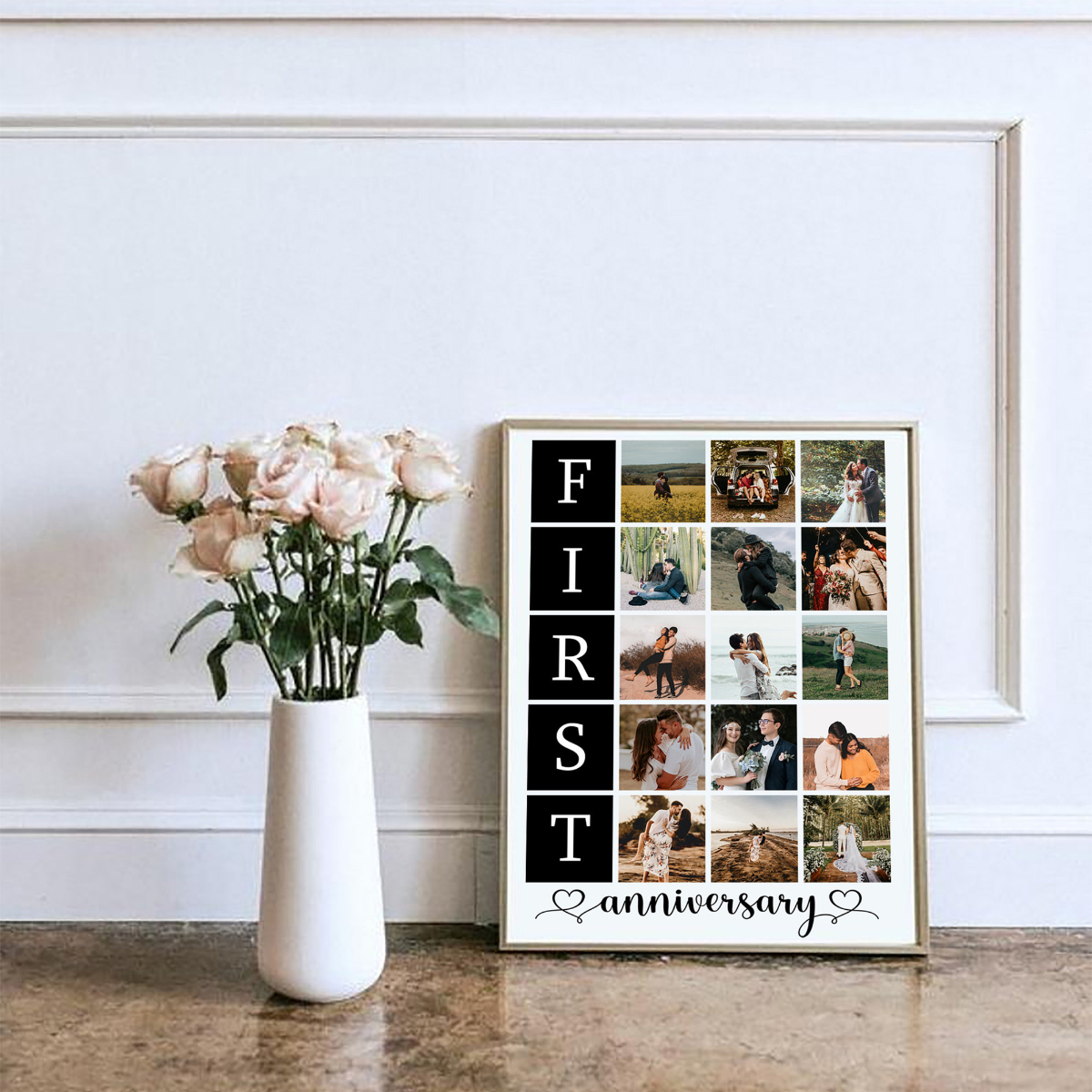 First Anniversary Gift for Couple, 1st Anniversary Gift, Personalized Photo Canvas Wall Art Decor