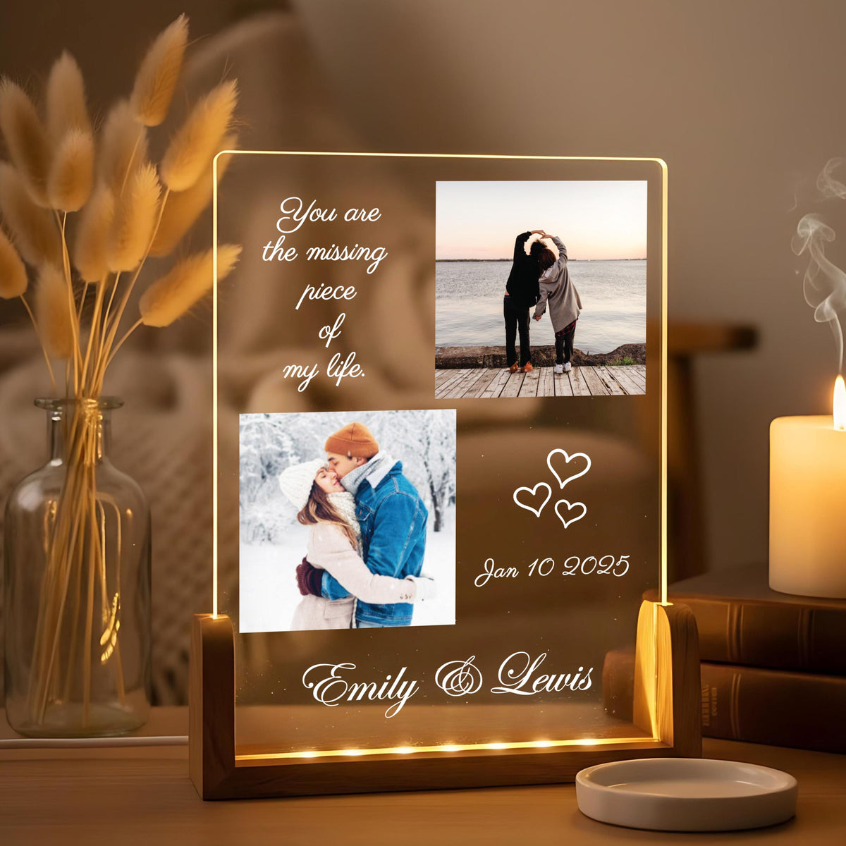 Personalized Silhouette Photo Night Light - Custom Anniversary Gift for Couple - Acrylic Photo Plaque - Unique Gift for Him or Her