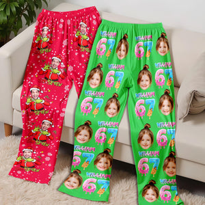 Custom 67 Meme Pajamas Pants, Personalized Photo Christmas Pants