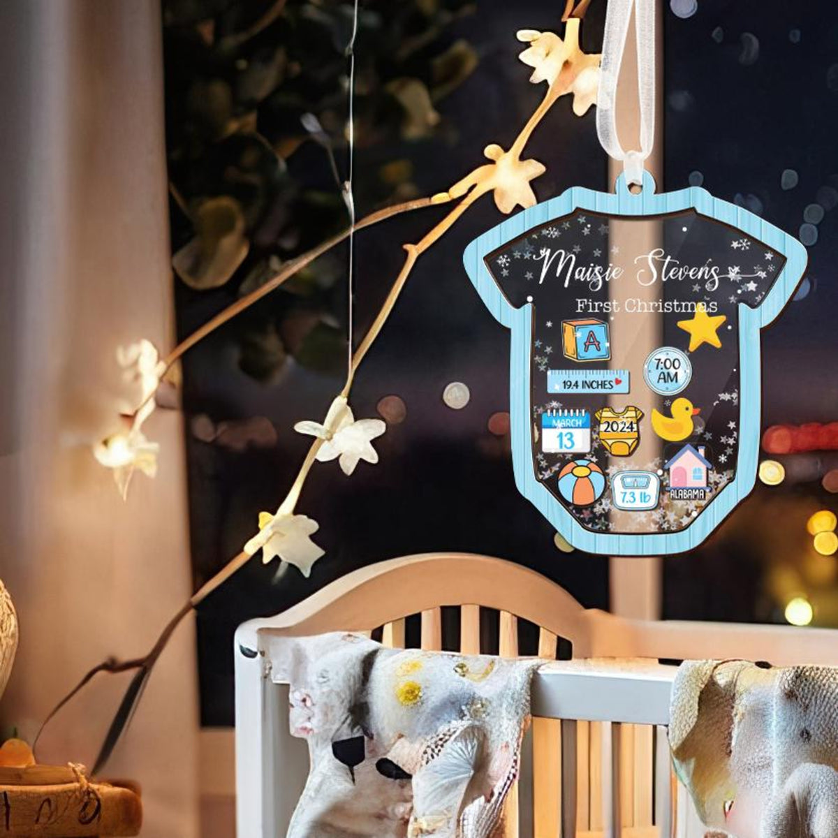 Baby 4D Shaker Ornament Personalized, Baby's First Christmas Ornament, Newborn Gift for Boy Girl, Baby Keepsake, Baby Announcement 1st Christmas
