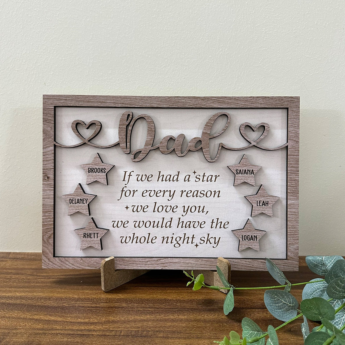 Personalized Dad Sign with Kids Names, Fathers Day Gift, Star Sign Gifts for Dad from Daughter, Gift from Kids, Dad Wood Sign, Dad Gift