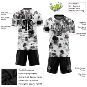 Custom Tie Dye Black-White Sublimation Soccer Uniform Jersey