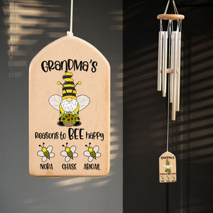 Grandma's Reason To Bee Happy, Cute Grandkid Bee - Personalized Windchime - Gift For Grandma, Mother's Day, Birthday Gift
