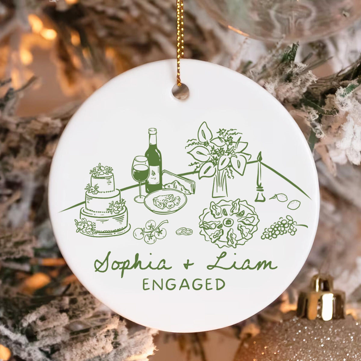 Personalized Engaged Ornament, Engagement Gift, Custom Married Ornament, Wedding Party Keepsake Gifts, Wedding Decor Favors, Newlywed Gift