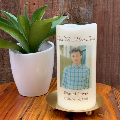 In Loving Memory Custom Photo - Custom LED Flameless Candle - Sympathy Gift for Loss of Loved One Gift