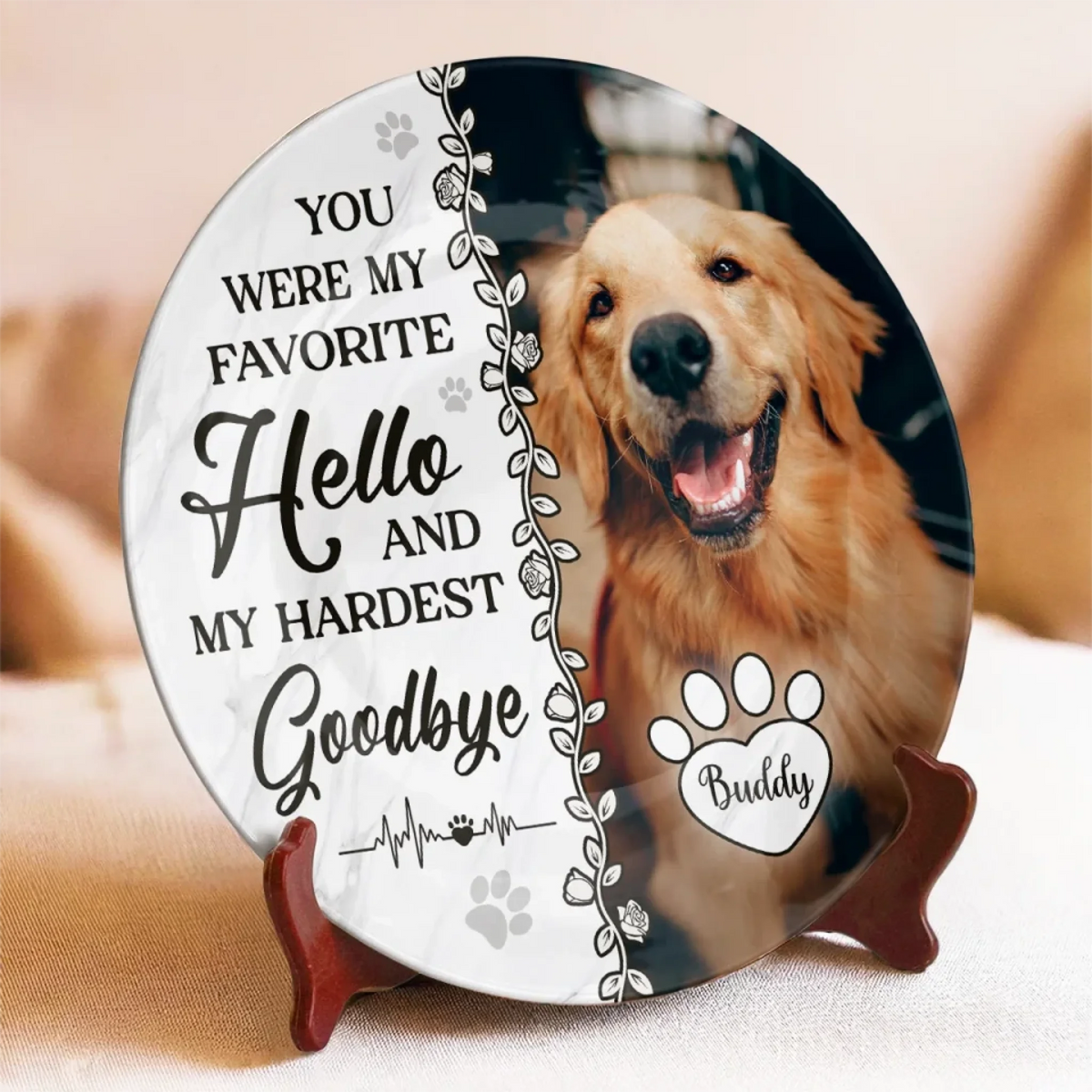 You Were My Favorite Hello And My Hardest Goodbye - Personalized Ceramic Plate - Sympathy Gift For Pet Owners, Pet Lovers