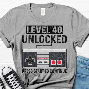 Level Unlocked Press Start To Continue - Personalized Shirt - Gift For Husband