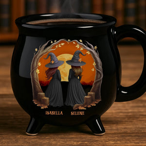 Broomate Witches - Personalized Halloween Black Ceramic Witch Mug - Halloween Gift For Family, Sisters, Friends, Siblings