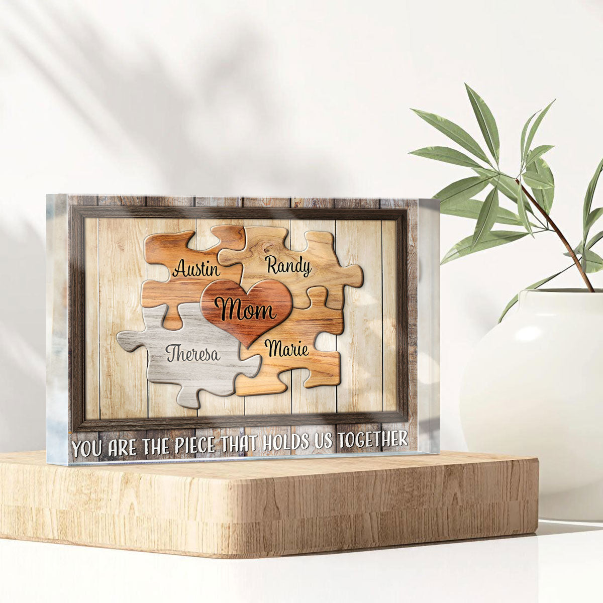 Mom Puzzle Piece - Personalized Acrylic Plaque - Gift For Mom, Mother's Day, Birthday Gift