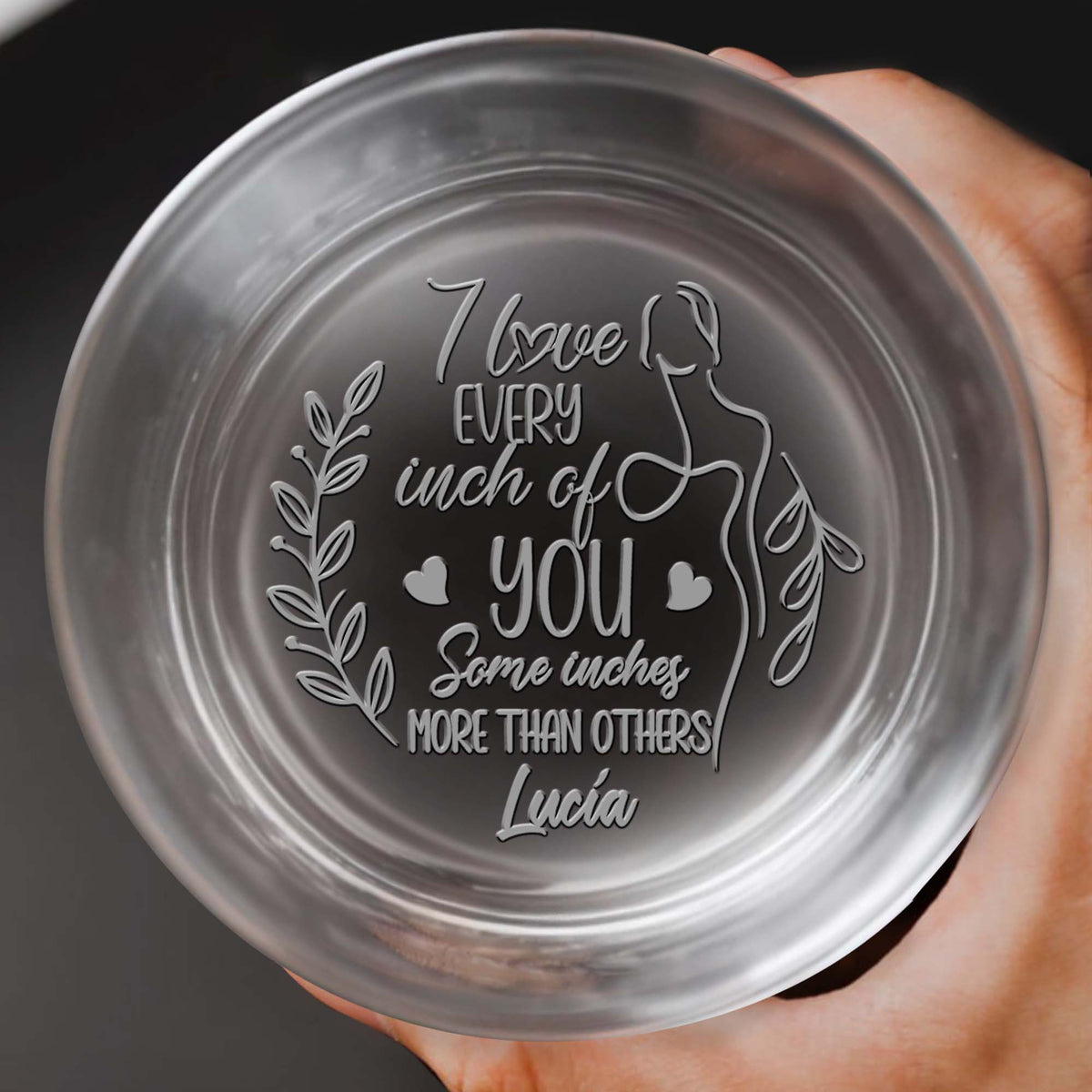 I Love Every Inch of You - Romantic Personalized Custom Whiskey Glass - Gift For Partners, Valentine's Day Gift For Couple
