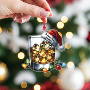 Bourbon Glass Santa Hat - Personalized Acrylic Ornament - Christmas Gift For Friends, Family, Christmas Tree Decoration