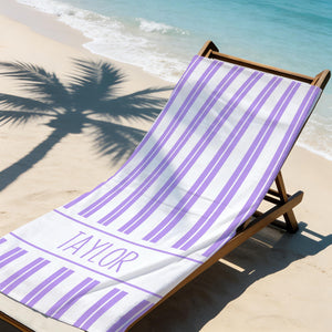 Custom Simple Striped Beach Towel, Pool Towel for Family, Summer Vacation Gift, Beach Lover's Gifts, Bachelorette/Birthday Party Gift