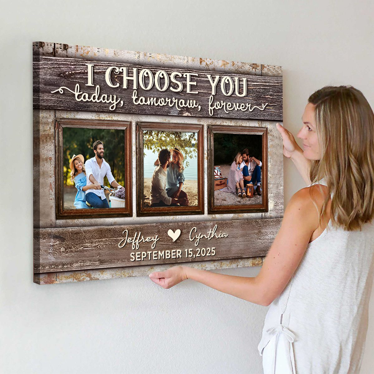 I Choose You Today and Forever Love Custom Canvas Poster With Pictures For Couple