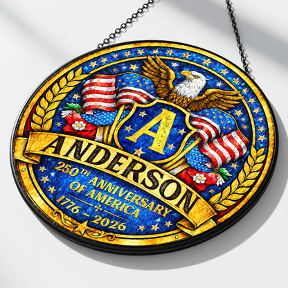 Personalized Eagle Crest Glass Suncatcher 250th Anniversary