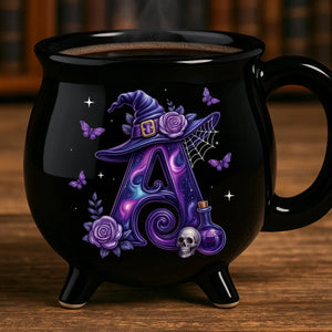 Alphabet Witchy Vibe - Personalized Halloween Black Ceramic Witch Mug - Halloween Gift For Family, Sisters, Friends, Siblings