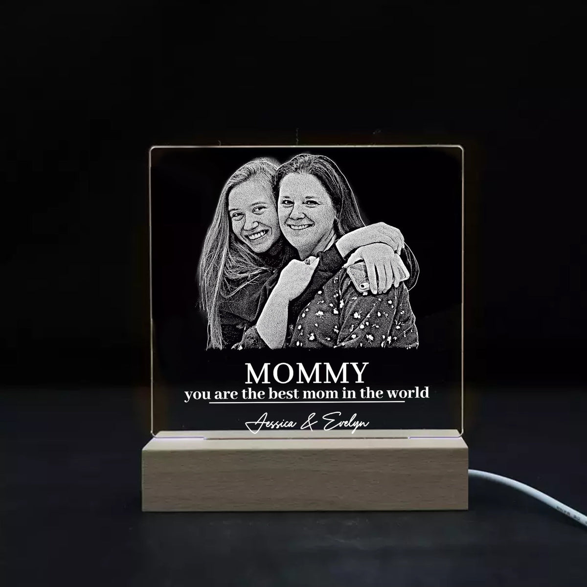 Custom Mother's Day Acrylic Plaque With Photo, Personalized Mom Photo Night Light, Mother's Day Gift for Mom, Gift from Daughter