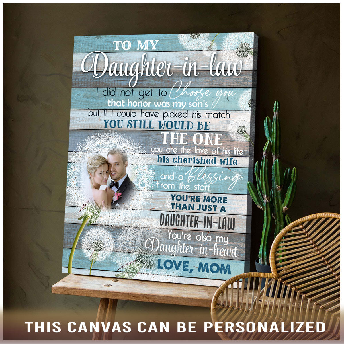 To My Daughter-in-law On Wedding Day - Personalized Canvas - Gift From Mother-in-law