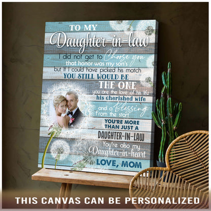 To My Daughter-in-law On Wedding Day - Personalized Canvas - Gift From Mother-in-law