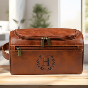 Vintage Legend - Personalized Leather Toiletry Bag - Gift For Dad, Father's Day Gift