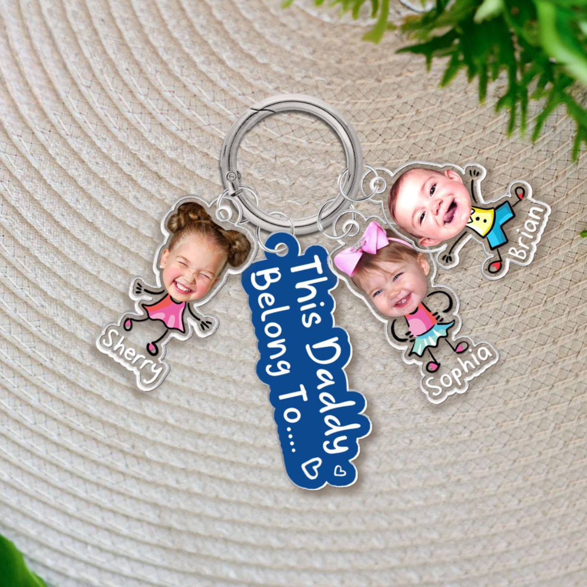 Custom Daddy Keychain With Photo Charm, Father's Day Gift for Dad, Custom Baby Face Keychain, Gift From Kids Son, Funny Baby Photo Keychain