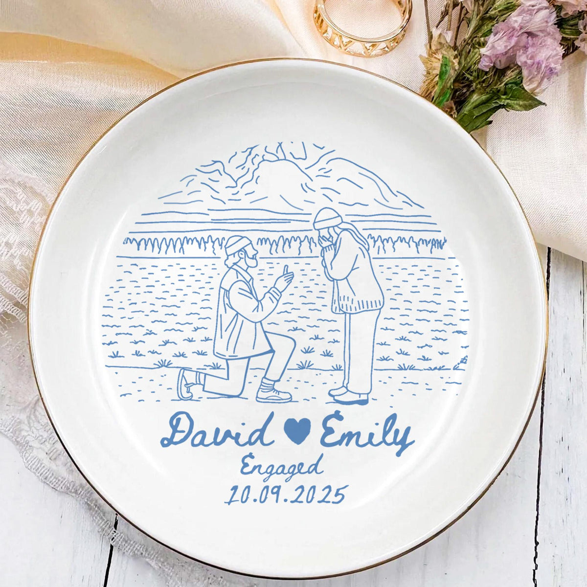 Personalized Couple Portrait Ring Dish, Engagement Gift, Wedding Gift For Bride, Handmade Custom Photo Ring Dish, Custom Photo Jewelry Tray