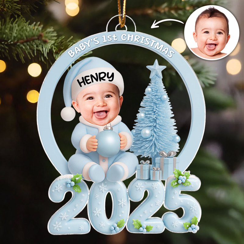 Baby Photo Christmas Tree 2025 - Personalized Acrylic Ornament - Unique Christmas Gift For New Parents, Newborn Keepsake