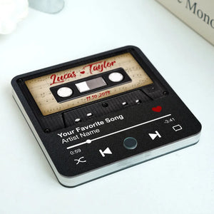Retro Black Cassette Tape - Personalized Music Fridge Magnet - Anniversary Gift For Him, For Her, For The Couple