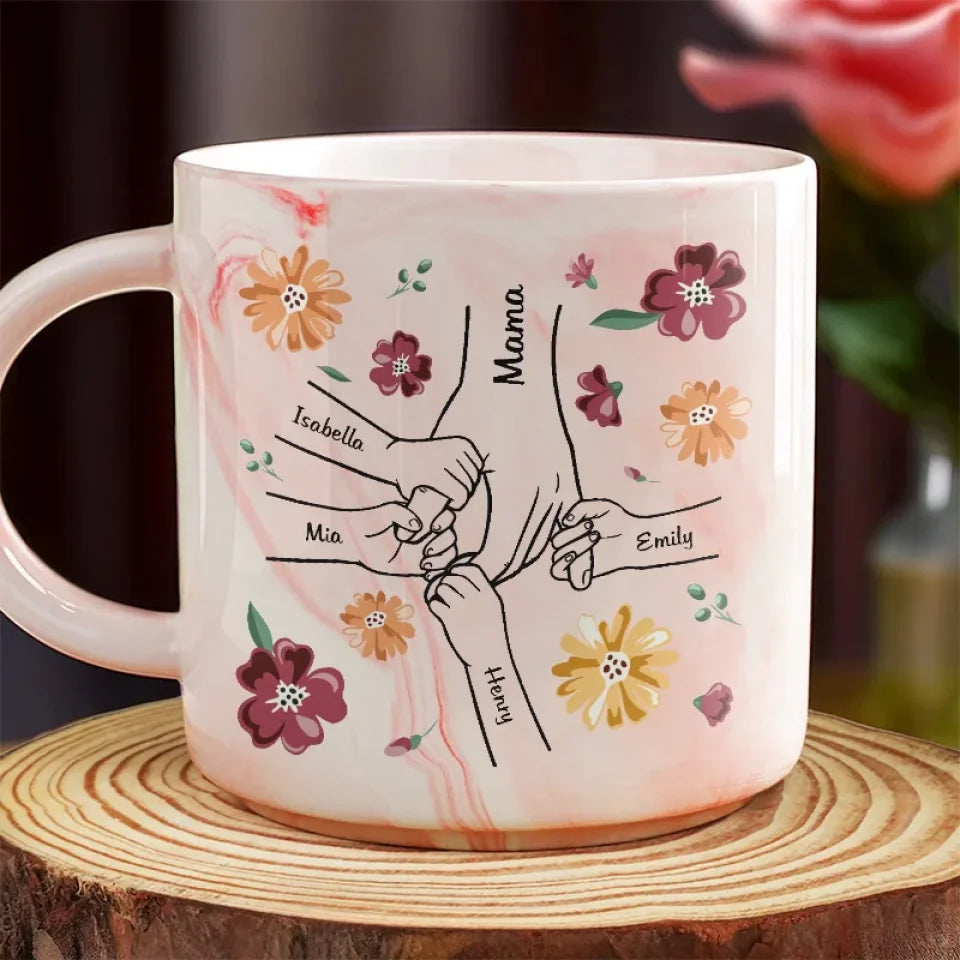 A Little Bit Parent, A Little Bit Best Friend - Personalized Marble Mug - Gift For Mom, Grandma